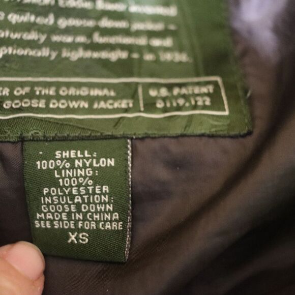 Eddie Bauer Down Green Puffer Goose Down Warm Jacket Upcycle Painted Coat XS - Picture 16 of 16